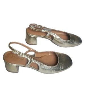 Kensie Gold Slingback Flats Women Size 9.5M Square Toe Metallic Dress Shoes